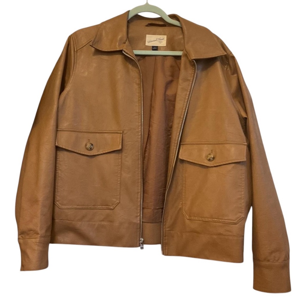 UNIVERSAL THREADS Light Tan Brown Faux Vegan Leather Pocket Jacket XL, NWT
